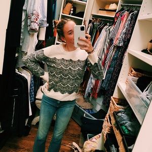 Maje white and black lace sweater